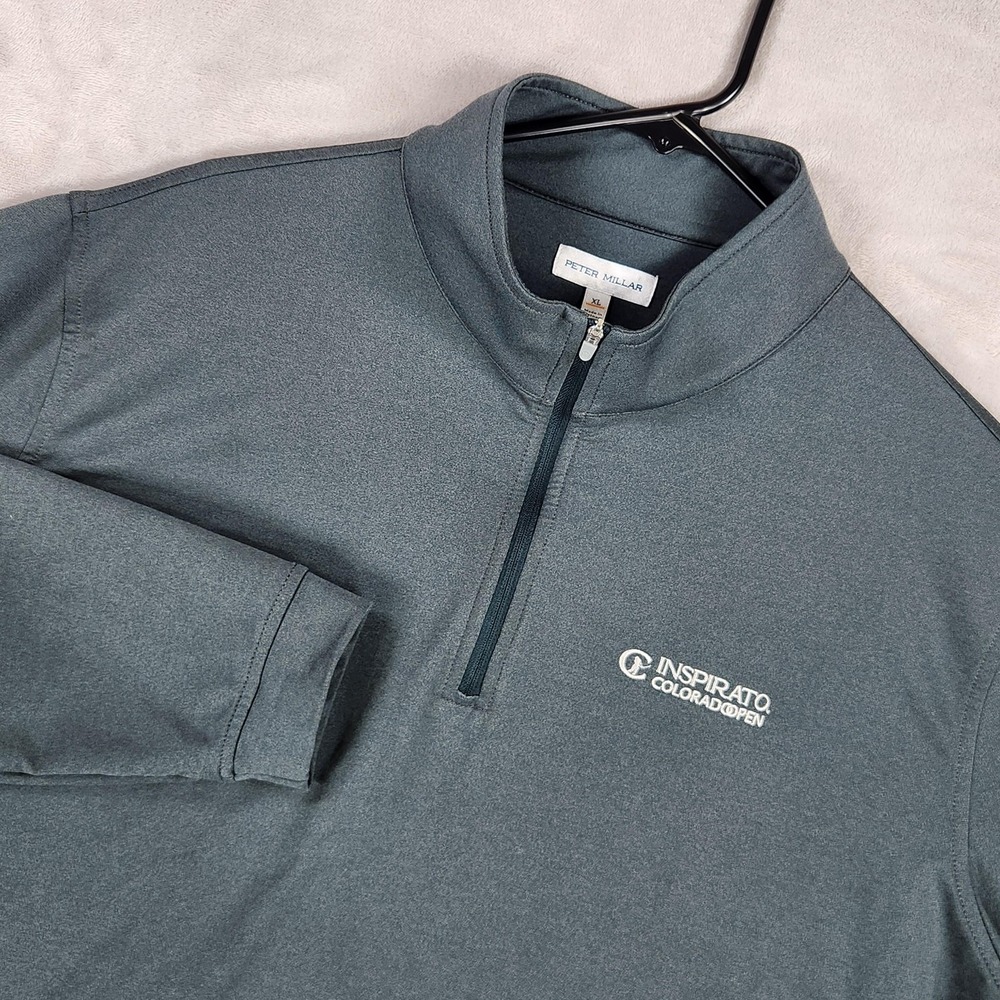 Peter Millar Pullover Mens XL Blue 1/4 Zip Perth Melange Performance Golf